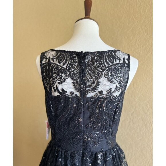 BB Dakota Women’s Tate Sequin Lace Fit And Flare Sleeveless Dress Black Size 8 - Picture 12 of 12